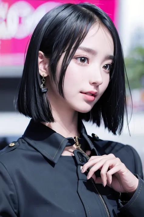 ((masterpiece)), (best quality), photorealistic, best quality, 1 girl, corset, looking at viewer, in street, Face details:1.4, upper body, Close UP, <lora:Sohee-01:1.2>