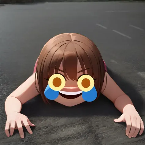 incredibly absurdres, best quality, cowboy shot, emoji face, emoji style, 1girl, (crawling:1.3), odarkness