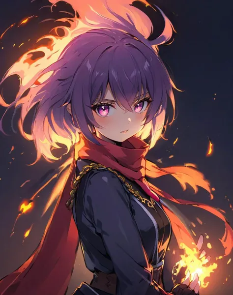 <lora:Fiery_aura_XL_-_Burning_passion:1> fiery aura, Illustration, official artwork, anime style, wallpaper, official art, poison, dark elf, <lora:Ninja_XL:1> ninja, wearing a scarf, classic costume, cute art, chibbi anime style, cutesy,pastel colors,, (masterpiece), best quality, highres, 4k, 8k, amazing quality, amazing shading, soft lighting