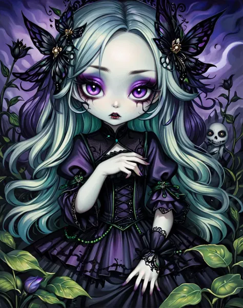 classical painting by Jasmine Becket-Griffith, HD, 8K, gloomy colors, dark aura, horror