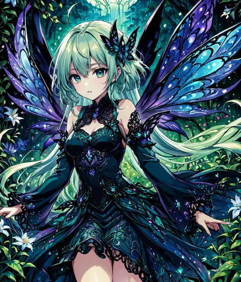 fantasy art, dark, faerie, intricate detail, extremely detailed, Illustration, official artwork, anime style, wallpaper, official art, HD, 8K