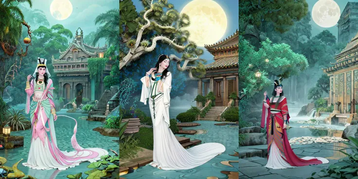 (otherworldly, otherworldly atmosphere, otherworldly appearance), highly insanely detailed, masterpiece, top quality, best quality, highres, 4k, 8k, RAW photo, ((ancient egyptian theme:1.2)), Hong Kong structure, structure, 
(mystical theme), mystical gatmosphere, arcane sanctuaries, otherwordly aura, 
(long_hair, long hair, random colors hair, glowing hair, hair over one eye, long messy hair), 
(eyelashes, eyeliner, eyeshadow, eyelashes, long eyelashes), 
collar, earrings, jewelry, necklace, armlet, 
tentacle, (underwater), nsfw, 
Homestay, Resort, (Guest House:1.1), 
building, structure, swirling energy, 
action pose, 
drunk, 
high-heels, 
reflection, reflective floor, 
shawl, 
abandoned building, shopping mall, overgrown with vegetation, [volumetric fog], cinematic lighting, colorfu, 
belly bottom, erotic lingerie, 
1girl, waves, closed eyes, water, black hair, flower, solo, bird, moon, jewelry, holding, long sleeves, veil, necklace, full body, lotus, long hair, dress, <lora:md-031-å¤ä»£ç¥è¯æé0.6-0.9:0.7>, (fantasy world)