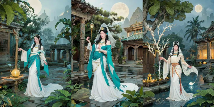 (otherworldly, otherworldly atmosphere, otherworldly appearance), highly insanely detailed, masterpiece, top quality, best quality, highres, 4k, 8k, RAW photo, ((ancient egyptian theme:1.2)), Hong Kong structure, structure, 
(mystical theme), mystical gatmosphere, arcane sanctuaries, otherwordly aura, 
(long_hair, long hair, random colors hair, glowing hair, hair over one eye, long messy hair), 
(eyelashes, eyeliner, eyeshadow, eyelashes, long eyelashes), 
collar, earrings, jewelry, necklace, armlet, 
tentacle, (underwater), nsfw, 
Homestay, Resort, (Guest House:1.1), 
building, structure, swirling energy, 
action pose, 
drunk, 
high-heels, 
reflection, reflective floor, 
shawl, 
abandoned building, shopping mall, overgrown with vegetation, [volumetric fog], cinematic lighting, colorfu, 
belly bottom, erotic lingerie, 
1girl, waves, closed eyes, water, black hair, flower, solo, bird, moon, jewelry, holding, long sleeves, veil, necklace, full body, lotus, long hair, dress, <lora:md-031-å¤ä»£ç¥è¯æé0.6-0.9:0.7>, (fantasy world)