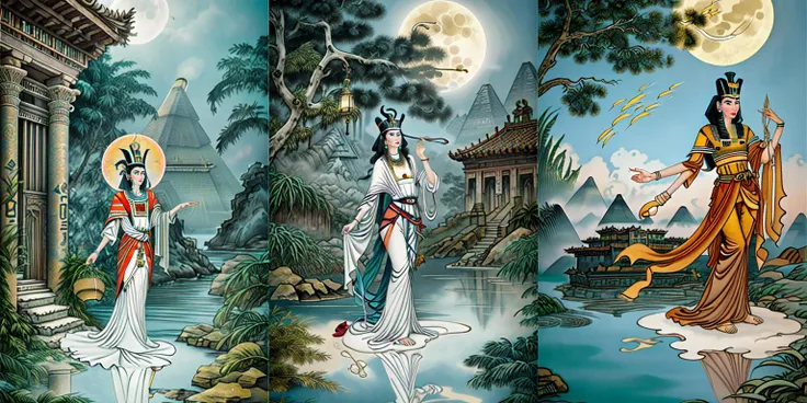 (otherworldly, otherworldly atmosphere, otherworldly appearance), highly insanely detailed, masterpiece, top quality, best quality, highres, 4k, 8k, RAW photo, ((ancient egyptian theme:1.2)), Hong Kong structure, structure, 
(mystical theme), mystical gatmosphere, arcane sanctuaries, otherwordly aura, 
(long_hair, long hair, random colors hair, glowing hair, hair over one eye, long messy hair), 
(eyelashes, eyeliner, eyeshadow, eyelashes, long eyelashes), 
collar, earrings, jewelry, necklace, armlet, 
tentacle, (underwater), nsfw, 
Homestay, Resort, (Guest House:1.1), 
building, structure, swirling energy, 
action pose, 
drunk, 
high-heels, 
reflection, reflective floor, 
shawl, 
abandoned building, shopping mall, overgrown with vegetation, [volumetric fog], cinematic lighting, colorfu, 
belly bottom, erotic lingerie, 
1girl, waves, closed eyes, water, black hair, flower, solo, bird, moon, jewelry, holding, long sleeves, veil, necklace, full body, lotus, long hair, dress, <lora:md-031-å¤ä»£ç¥è¯æé0.6-0.9:0.7>, (fantasy world)