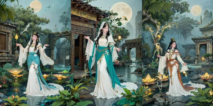 (otherworldly, otherworldly atmosphere, otherworldly appearance), highly insanely detailed, masterpiece, top quality, best quality, highres, 4k, 8k, RAW photo, ((ancient egyptian theme:1.2)), Hong Kong structure, structure, 
(mystical theme), mystical gatmosphere, arcane sanctuaries, otherwordly aura, 
(long_hair, long hair, random colors hair, glowing hair, hair over one eye, long messy hair), 
(eyelashes, eyeliner, eyeshadow, eyelashes, long eyelashes), 
collar, earrings, jewelry, necklace, armlet, 
tentacle, (underwater), nsfw, 
Homestay, Resort, (Guest House:1.1), 
building, structure, swirling energy, 
action pose, 
drunk, 
high-heels, 
reflection, reflective floor, 
shawl, 
abandoned building, shopping mall, overgrown with vegetation, [volumetric fog], cinematic lighting, colorfu, 
belly bottom, erotic lingerie, 
1girl, waves, closed eyes, water, black hair, flower, solo, bird, moon, jewelry, holding, long sleeves, veil, necklace, full body, lotus, long hair, dress, <lora:md-031-å¤ä»£ç¥è¯æé0.6-0.9:0.7>, (fantasy world)
