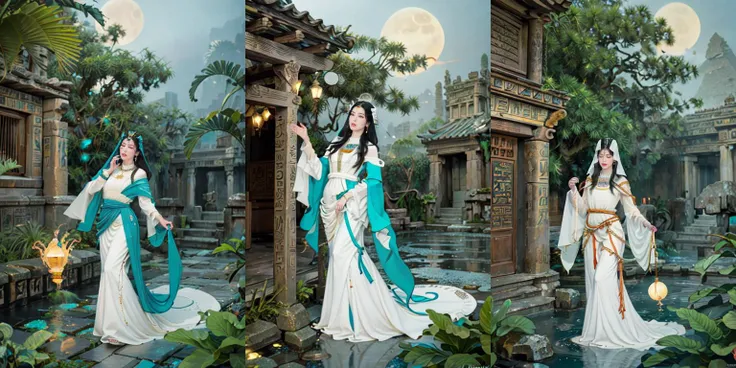 (otherworldly, otherworldly atmosphere, otherworldly appearance), highly insanely detailed, masterpiece, top quality, best quality, highres, 4k, 8k, RAW photo, ((ancient egyptian theme:1.2)), Hong Kong structure, structure, 
(mystical theme), mystical gatmosphere, arcane sanctuaries, otherwordly aura, 
(long_hair, long hair, random colors hair, glowing hair, hair over one eye, long messy hair), 
(eyelashes, eyeliner, eyeshadow, eyelashes, long eyelashes), 
collar, earrings, jewelry, necklace, armlet, 
tentacle, (underwater), nsfw, 
Homestay, Resort, (Guest House:1.1), 
building, structure, swirling energy, 
action pose, 
drunk, 
high-heels, 
reflection, reflective floor, 
shawl, 
abandoned building, shopping mall, overgrown with vegetation, [volumetric fog], cinematic lighting, colorfu, 
belly bottom, erotic lingerie, 
1girl, waves, closed eyes, water, black hair, flower, solo, bird, moon, jewelry, holding, long sleeves, veil, necklace, full body, lotus, long hair, dress, <lora:md-031-å¤ä»£ç¥è¯æé0.6-0.9:0.7>, (fantasy world)