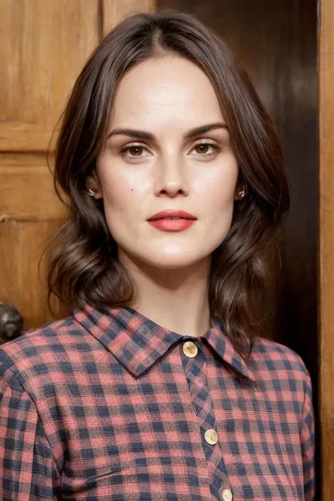 face, red checkered shirt, doorway, soft colors, (high detailed skin:1.1)
<lora:michelle_dockery_lora_v01:1> michdoc