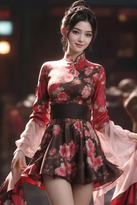 (Realistic),masterpiece,best quality,cinematic lighting,natural shadow,highest detail,professional photography,detailed background,depth of field,insane details,intricate,aesthetic,detailed face,subsurface scattering,realistic hair,realistic eyes,Wide shot,looking at viewer,Close-Up,
1girl,photo of a cute girl,light smile,charming,20yo,ponytail hair,Swaying hair,full body,dynamic pose,newchinesestylesuit,
<lora:add_detail:1>,<lora:wlqc_20230909113620:0.8>,<lora:NewChineseStyleSuit_v01:0.8>,<lora:å
å½±:1>,