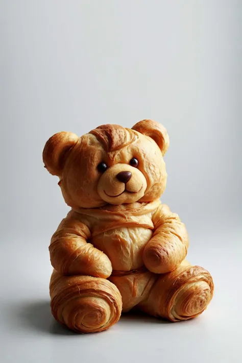 CroissantStyle teddybear, simple background, <lora:CroissantStyle:0.6>