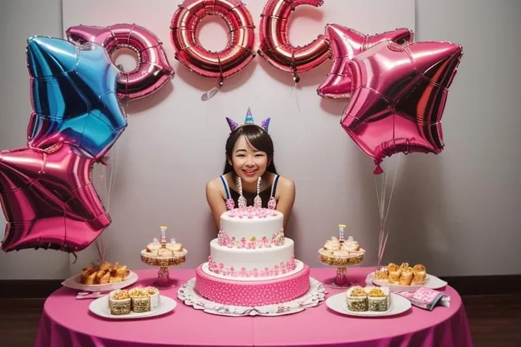 group photo of my birthday party, candid, balloons, party, ultra detailed, beautiful, aesthetic, perfect lighting, <lora:people_count_slider_v1:-4>