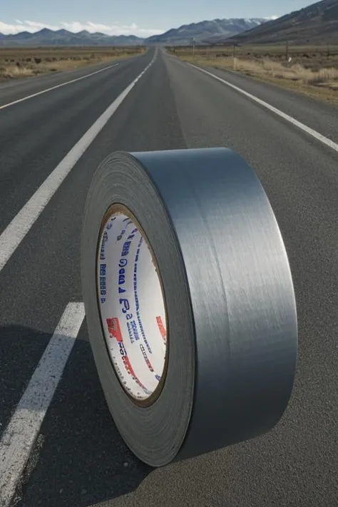 <lora:duct_tape:0.8> duct, rolling down the road, (no humans:1.2), sharp focus, 8k, studio lighting, photo realistic, highly detailed, canon R5, 50mm focal length, f/5.6