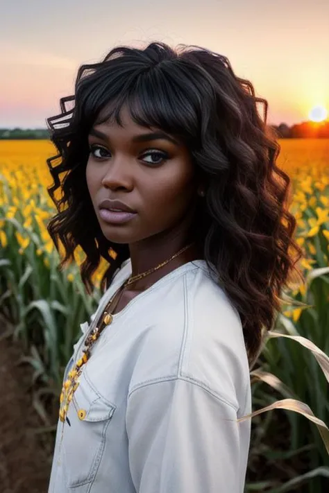 portrait photo of duckiethot-3800 (((as a farmer, in a field of corn, sunset))) (RAW, analogue, Nikon Z 14mm ultra-wide angle lens, award-winning glamour photograph, ((best quality)), ((masterpiece)), ((realistic)), skin pores, subsurface scattering, radiant light rays, high-res, detailed facial features, high detail, sharp focus, smooth, aesthetic, extremely detailed, (extremely detailed eyes, extremely detailed iris)