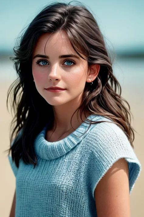 photo of beautiful (c0urteneyc0x-130:0.99), a woman with perfect hair, wearing (blue capelet:1.1), ((Racaille:1.1)), (plain white background:1.1), (happy:1.2), modelshoot style, (extremely detailed CG unity 8k wallpaper), professional majestic (photography by tim walker:1.1), (Sony ZV-E10 Mirrorless Camera), 24mm, exposure blend, hdr, faded, extremely intricate, High (Detail:1.1), Sharp focus, dramatic, soft cinematic light, (upper body), (looking at viewer), (detailed pupils), 24mm, 4k textures, soft cinematic light, adobe lightroom, photolab, elegant, ((((cinematic look)))), soothing tones, insane details, hyperdetailed, low contrast