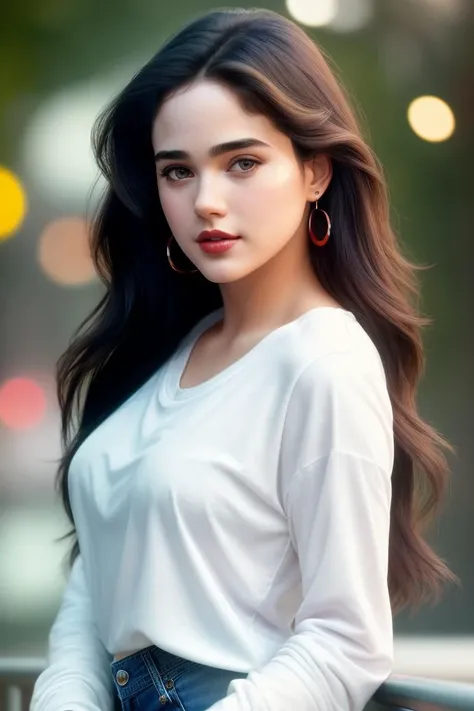 photo of seductive (jg_jc0n-130:0.99), a woman as a sexy customer, closeup portrait, (tight colorful long sleeve white t-shirt), (jeans), (in a department store:1.1), (masterpiece:1.5) (photorealistic:1.1) (bokeh) (best quality) (detailed skin texture pores hairs:1.1) (intricate) (8k) (HDR) (wallpaper) (cinematic lighting) (sharp focus), eyeliner, (painted lips), (earrings), (vivid atmosphere)