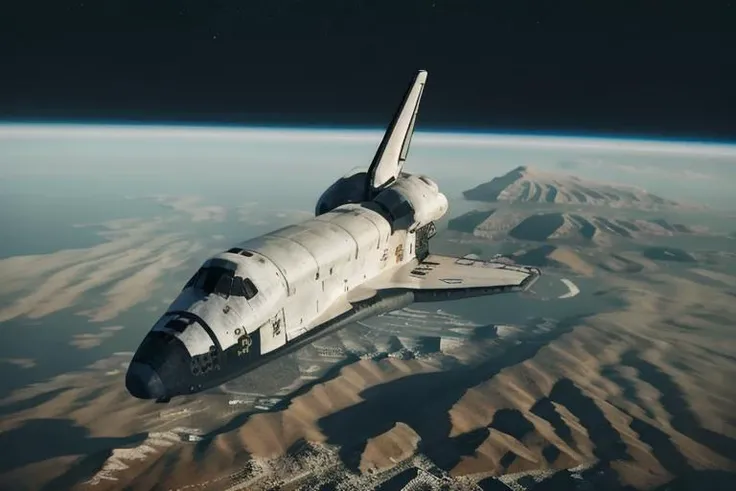 analog gloomy aerial photo of a (NASA Space Shuttle, <lora:shuttl3:0.8>), ((nighttime)), flying over abandoned alien city ruins, High Detail, Sharp focus, (photorealism), realistic, best quality, 8k, award winning, dramatic lighting, epic, cinematic, masterpiece, rim light, action movie, war,