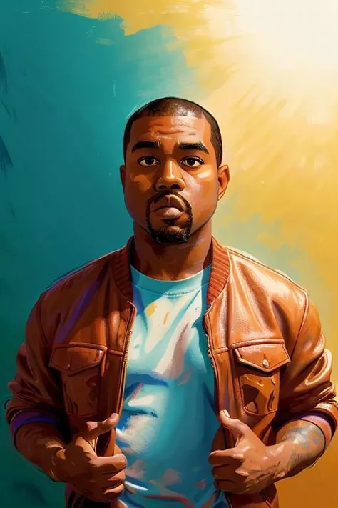 a beautiful solo painted portrait of  yeezy   holding a bag , hd , ((high quality)) , solo,  <lora:COOLKIDS_MERGE_V2.5:1>