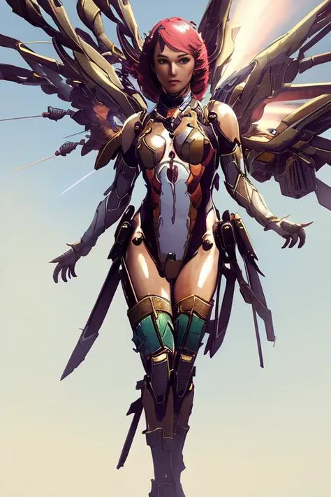 realistic full body portrait of alisabcnv, detailed face, mechanical_wings, dramatic lighting, illustration by Greg rutkowski, yoji shinkawa, 4k, digital art, concept art, trending on artstation