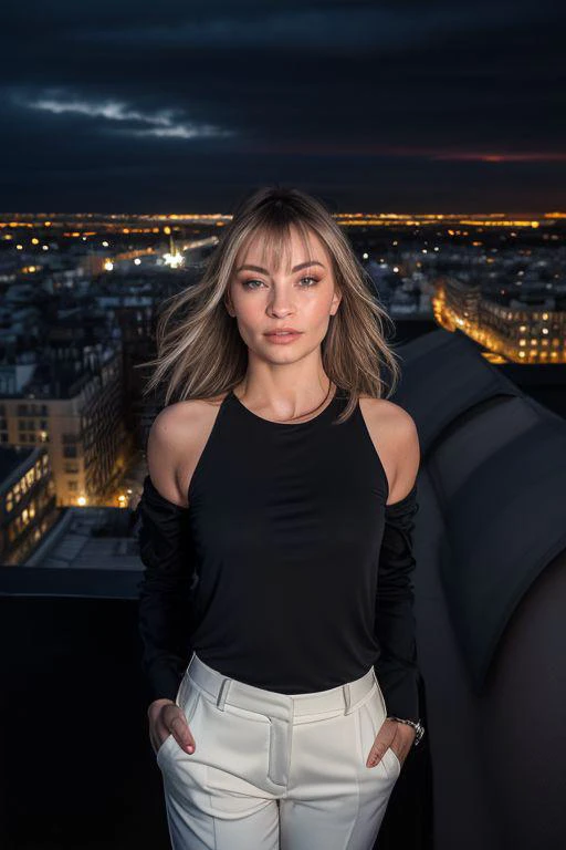 DEN_karmaroused_OF,
((cityscape:1.2) scene posing on the (rooftops:1.2) at (sunset:1.2) wearing clothes, wearing trousers and a top, (plain top:1.2), (top:1.2), (trousers:1.2), (cityscape:1.2), (night time sunset sky:1.3), (dark:1.1), (evening:1.2), vibrant sky colours:1.2),
bokeh, f1.4, 40mm, photorealistic, raw, 8k, textured skin, skin pores, intricate details <lora:epi_noiseoffset2:1>, epiCRealism <lora:ClothingAdjuster3:-1>