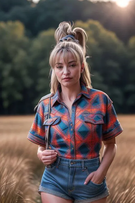 DEN_karmaroused_OF,
(walking through a tallgrass meadow wearing (Jean shorts:1.3) and (plaid shirt:1.3), meadow, wild, overgrown, walking,:1.2),
bokeh, f1.4, 40mm, photorealistic, raw, 8k, textured skin, skin pores, intricate details <lora:epi_noiseoffset2:1>, epiCRealism <lora:ClothingAdjuster3:-1>