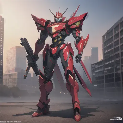 best quality, symmetrical, masterpiece, illustration, an extremely delicate and beautiful, extremely detailed ,CG ,unity, 8k wallpaper, Amazing, finely detail, best quality, official art, extremely detailed CG unity 8k wallpaper, ultra-detailed, , extremely detailed, beautiful detailed boy,1boy, mecha, red armor, mechanical_body, black hair, spaceship, city, cyberpunk, star_sky, <lora:Mecha:1>, full body, armor made from a Helicopter, propeller, bulky armor, chest-plate