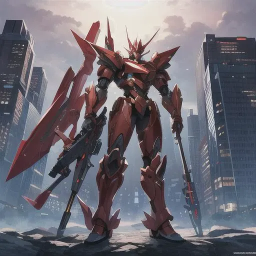 best quality ,masterpiece, illustration, an extremely delicate and beautiful, extremely detailed ,CG ,unity, 8k wallpaper, Amazing, finely detail, best quality, official art, extremely detailed CG unity 8k wallpaper, ultra-detailed, , extremely detailed, beautiful detailed boy,1boy, mecha, red armor, mechanical_body, black hair, spaceship, city, cyberpunk, star_sky, <lora:Mecha:1>, full body, armor made from a Helicopter, propeller, bulky armor, chest-plate