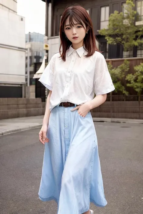 1girl in, Lifting the hem of the skirt, Spread your legs to show your white panties, Female public ponytail hair, , NSFW, (:1.3), White Summer Shirt, See-through, Blue_Eyes, Blue ribbon, Blue_Skirt, Bra, Bra_Visible_through_Clothes, breasts, brown_hair, Clothes_lift, cowboys_shot, Lifted_in door_self-expression, Lips, long_hair, up looking_で_viewer, Medium_breasts, Smile, Solo, Wet, Wet_Clothes, Wet_hair, Wet_Shirt, white_Shirt, shibori_Clothes, crass room, (ulzzang -6500-v1.1:1),