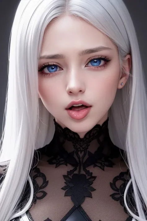 ((ultra realistic 8K resolution, UHD)), unparalleled masterpiece, perfect artwork, girl, white hair, bright blue eyes, ahegao, realistic ahegao, detailed ahegao, beautiful face, realistic face, detailed face, beautiful eyes, realistic eyes, detailed eyes, beautiful hair, realistic hair, detailed hair, beautiful tongue, epic realistic tongue, detailed tongue, latex