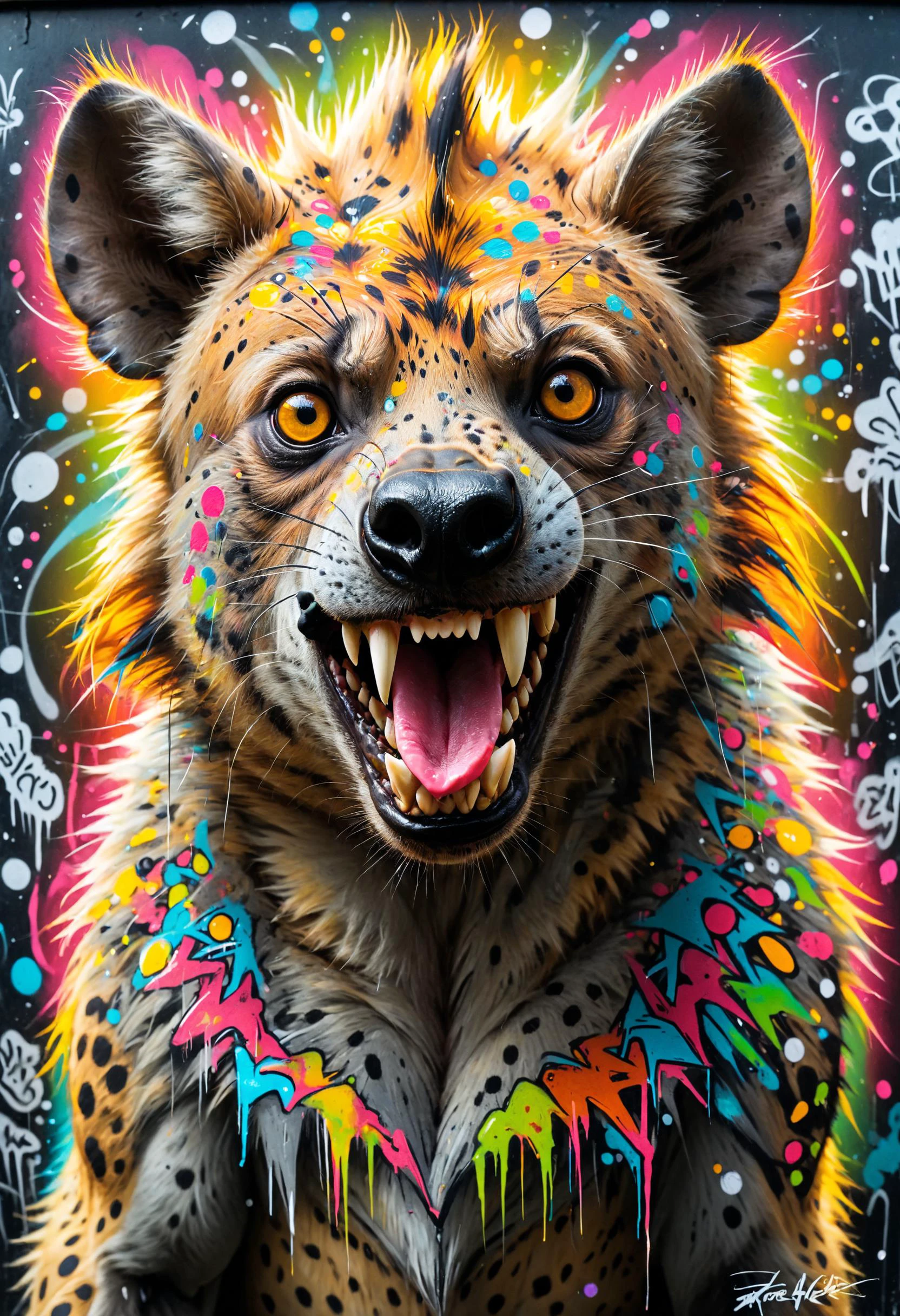 The monsters ate, I'm a hyena, so it's nothing to wait, <lora:xl_more_art-full_v1:0.4>, <lora:MJ52:0.4>, polarized light, <lora:EnvyVividXL01-adamw:0.7>, <lora:Graffiti_SDXL:0.5> ais-graffiti
