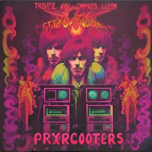 A psychedelic Album_Cover featuring computers servers <lora:Album_Cover:.9>