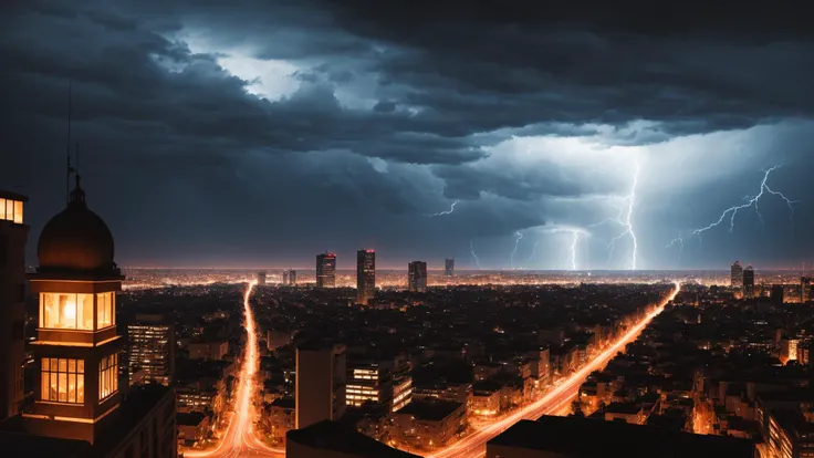 A nightmarish future city engulfed in a perpetual storm, with lightning striking at random. BREAK realistic:1.2, masterpeice, ultradetailed, intricate details, perfect quality, ultrashapr, ultradetailed, photorealistic, perfect shadows, profesional lights, realistic, boekh, rim lights, depth of fiel, ultradetailed character, pefect quality, maximum quality, intricate details, realistic, real shadow, (profesional lights:1.3) (profesional photography:1.3),
