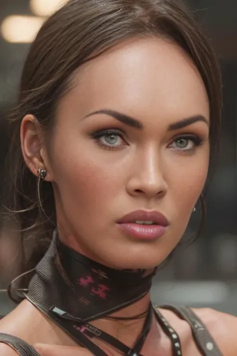portrait, headshot, closeup, photo, highly detailed, Megan Fox, cute, blade runner, cyberpunk, <lyco:MeganfoxRemasteredDogu:1.0>