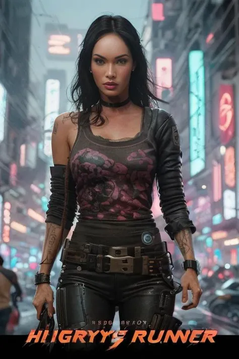 portrait, photo, highly detailed, Megan Fox, cute, blade runner, cyberpunk, <lyco:MeganfoxRemasteredDogu:1.0>