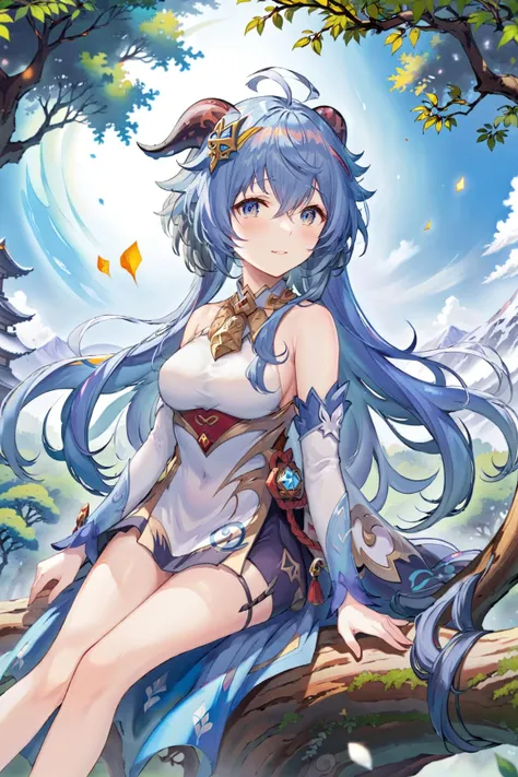 (best quality),((masterpiece)),(highres),original,extremely detailed 8K wallpaper,(an extremely delicate and beautiful),
anime,
\\,
1girl,solo,ganyu (genshin impact),long hair,blue hair,horns,(white background),tachi-e,smile,
<lora:ganyu_xl-v3:0.8>,