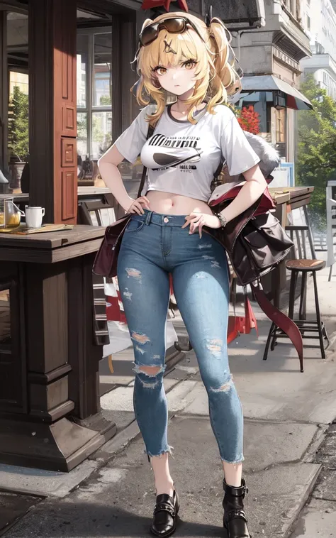 Sterling,jeans,t-shirt,fullbody