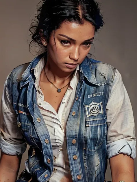 Cash768,  a woman,  tight button down shirt, jeans, detailed brown eyes, photography, trending on artstation, sharp focus, studio photo, intricate details, highly detailed, by greg rutkowski  <lora:Cash768:0.7>