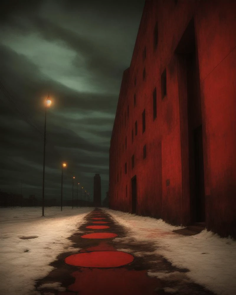 <lora:Suguru_Tanaka_Style:0.65>, pathway,sky,massive,brown,monolith,hooded,infected,red floor,crucifix, suguru_tanaka, water, <lora:siberian_atmosphere_v1:0.7>, siberian atmosphere, cold,