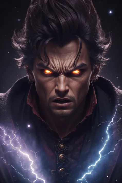 (Magical Photo:1.3) of (Realistic:1.3),(Angry:1.3) a warlock, dynamic pose, bokeh,Highly Detailed,(Electric Colors:1.3),(close portrait:1.3),thematic background