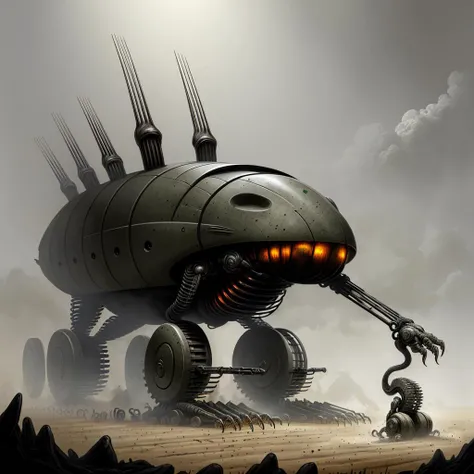 <lora:giger_8:.5> hrgiger concept art, combine harvester , biological