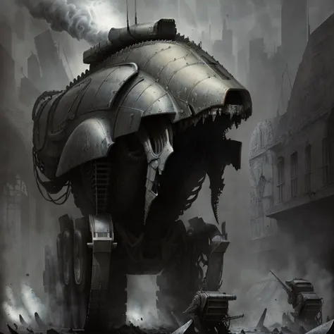 <lora:hrgiger2x_8:1> hrgiger, ww1 battle tank ,