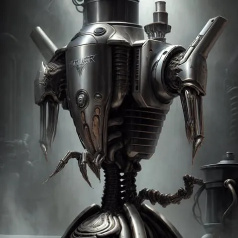 <lora:hrgiger2x_8:.4> hrgiger, coffee machine , biomechanical