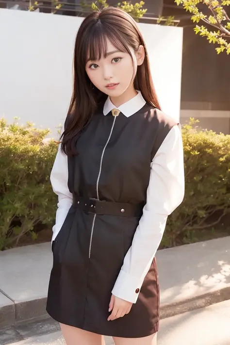 (skin blemish:1.2), (skindentation), black eye, 1woman, 25yo, (((woman))), solo, realistic, best quality, photorealistic, masterpiece, 8k, high res, solo, extremely detailed face, (professional lighting, bokeh), (light particles, lens flare, glowing particles:0.6), (dynamic pose:1.2), soft lighting, top angle view, fashionable and trendy atmosphere, street, japan, kyoto, city, tokyo tower, skytree, sakura blossom, ((nighttime)), standing, ((looking at the viewer:1)), (looking at the camera),(portrait:0.6), cowboy shot, walking, gorgeous, keep original facial proportion, wide shoulder, full body, (small breast), (long hair), brown hair, floating hair, lips, lipstick, seductive smile, floating hair, (smile), (open_mouth), teeth, yellow blouse, one piece dress, mole, (mole under eye:1), <lora:fukuhara:0.8>