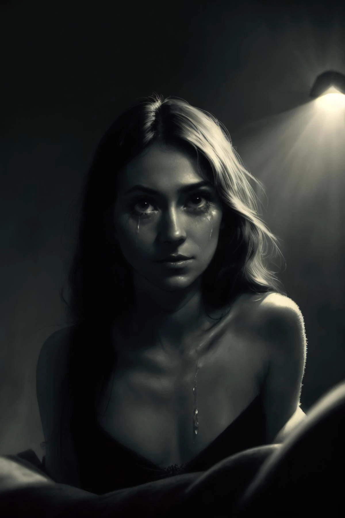 <lora:balls_deep_v1:1> (balls_deep, deepthroat:1.1)
BREAK gorgeous oil painting, beautiful composition, BREAK
(close up:1.1), pov, emotional, tears, happiness, kind, gentle, soft glow, rays of light, colorful, detailed, stunning, dlsr, high quality, high res, ultra detailed, intimate, cinematic, <lora:epi_noiseoffset2:1>, (volumetric lighting), (dynamic lighting), godrays, Rembrandt lighting, real shadows, intricate detail, photorealistic, photograph, photo, dlsr, Fuji Film, extremely high detail
<lora:Sally-10v8:0.6> sally, stitches, long hair, simple background, looking at viewer, makeup, black background, grey skin, large breasts, navel, night, black eyes, detailed skin texture, (blush:0.2), (goosebumps:0.3), subsurface scattering