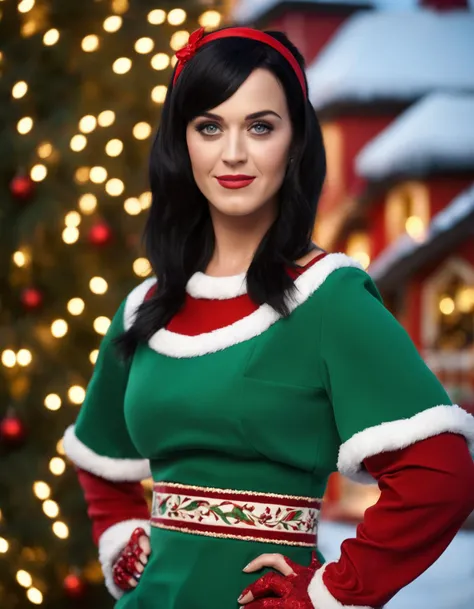 cinematic photo portrait of  ((ohwx woman)) woman wearing santa costume in a Christmas village, green plants, intricate, elegant, highly detailed, digital painting, artstation, concept art, smooth, sharp, focus, illustration, art by artgerm and greg rutkowski and alphonse mucha <lora:perry_lora_sdxl_v1-000008:1> . 35mm photograph, film, bokeh, professional, 4k, highly detailed