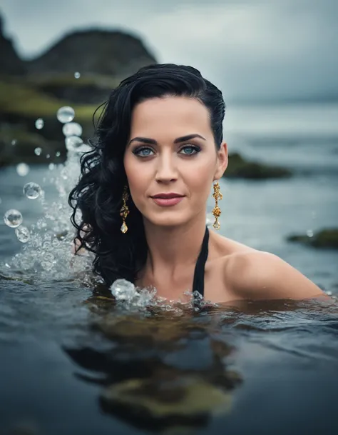 cinematic photo Portrait of a beautiful (((ohwx woman))) , drenched body, emerging from the water, dark fantasy, regal, fractal crystal, fractal gemstones, by stanley artgerm lau, thomas kindkade, loish, norman rockwell <lora:perry_lora_sdxl_v1-000008:1> . 35mm photograph, film, bokeh, professional, 4k, highly detailed