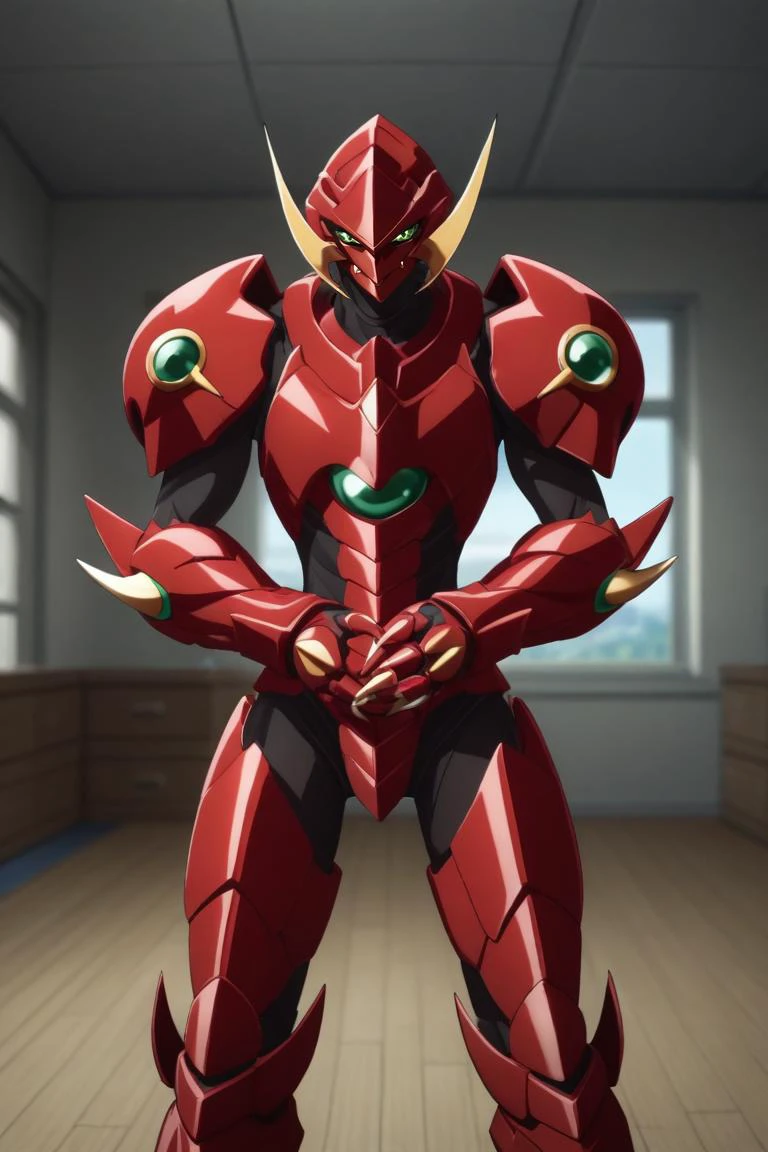 score_9, score_8_up, score_7_up, source_anime, rating_safe, , (3d:0.4), looking at viewer, depth of field, 1boy, solo, male focus, <lora:issei_hyoudou_pony:0.98>, issei_hyoudou, boosted gear, armor, full armor, robot, mecha, claws, , , no humans, , rule of thirds, bedroom, (plush), indoors, light, v arms, naughty smile, taxi driver costume, <lora:sdxl_lightning_8step_lora:1>