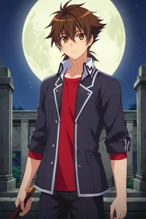 score_9, score_8_up, score_7_up, source_anime, rating_safe, , , looking at viewer, , 1boy, solo, male focus, <lora:issei_hyoudou_pony:0.8>, issei_hyoudou, brown hair, brown eyes, hair between eyes, high school dxd hero, , symmetry, ancient ruins, night, full moon, holding weapon, heart eyes, , <lora:sdxl_lightning_8step_lora:1>