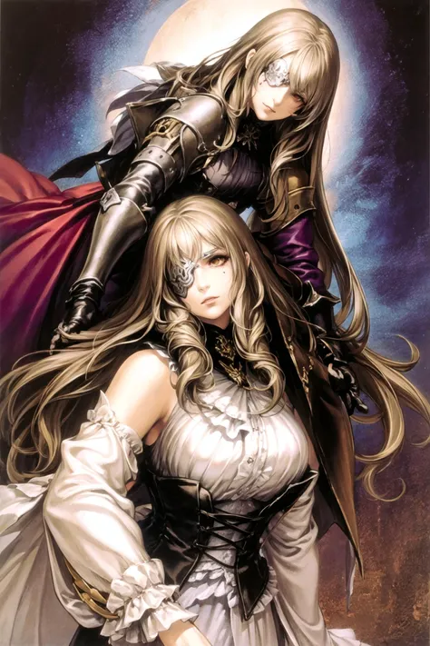 bxrq, 1girl, solo, long hair ,brown hair, brown eyes, gradient blond hair, eyepatch, eyeliner, corset, ascot, closed mouth, close up, mole under eye, looking ahead, <lora:BXRQv1_3R_64-32_24ep_EyepatchTag-000022:1> <lora:add_detail:0.8> <lora:Ayami Kojima:0.8>