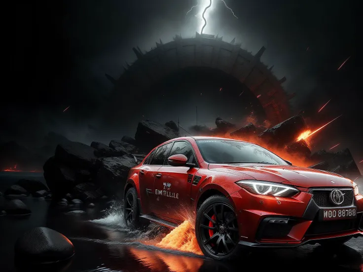 The most brutal and most extreme extreme extreme attack on life on earth, made by Albert Dros, trending on Artstation, digital art, highly detailed, dramatic lighting, digital painting, concept art, high contrast, sharp focus, ray tracing, HD quality, water splashes and rocks from under the wheels <lora:splashes_v.1.1:1>