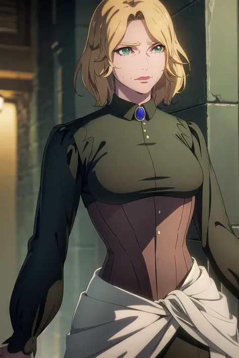 castlevaniatera, <lyco:castlevaniatera-lyco-nochekaiser:1>,
castlevaniatera, (green eyes:1.5), blonde hair, short hair, parted bangs, lipstick, red lipstick,
BREAK shirt, long sleeves, brooch, clothes around waist, black shirt, collar, corset,
BREAK looking at viewer, upper body, full body,
BREAK outdoors, night, sky,
BREAK <lyco:GoodHands-beta2:1>, (masterpiece:1.2), best quality, high resolution, unity 8k wallpaper, (illustration:0.8), (beautiful detailed eyes:1.6), extremely detailed face, perfect lighting, extremely detailed CG, (perfect hands, perfect anatomy),
