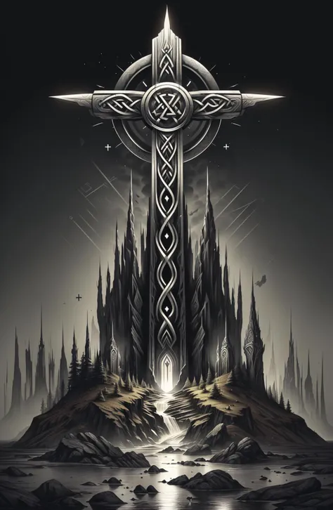 <lora:CelticTatWorld1.0:0.8> celtictatworld, digital art, trending on artstation, planet venus landscape, heavy acid raing, nice lighting, perfect readability , medieval, fantasy, celtic knot, celtic cross, gaelic, tattoo, facial tattoo, viking runes, runes, rune stones, leather wrapped, leather, fabric,